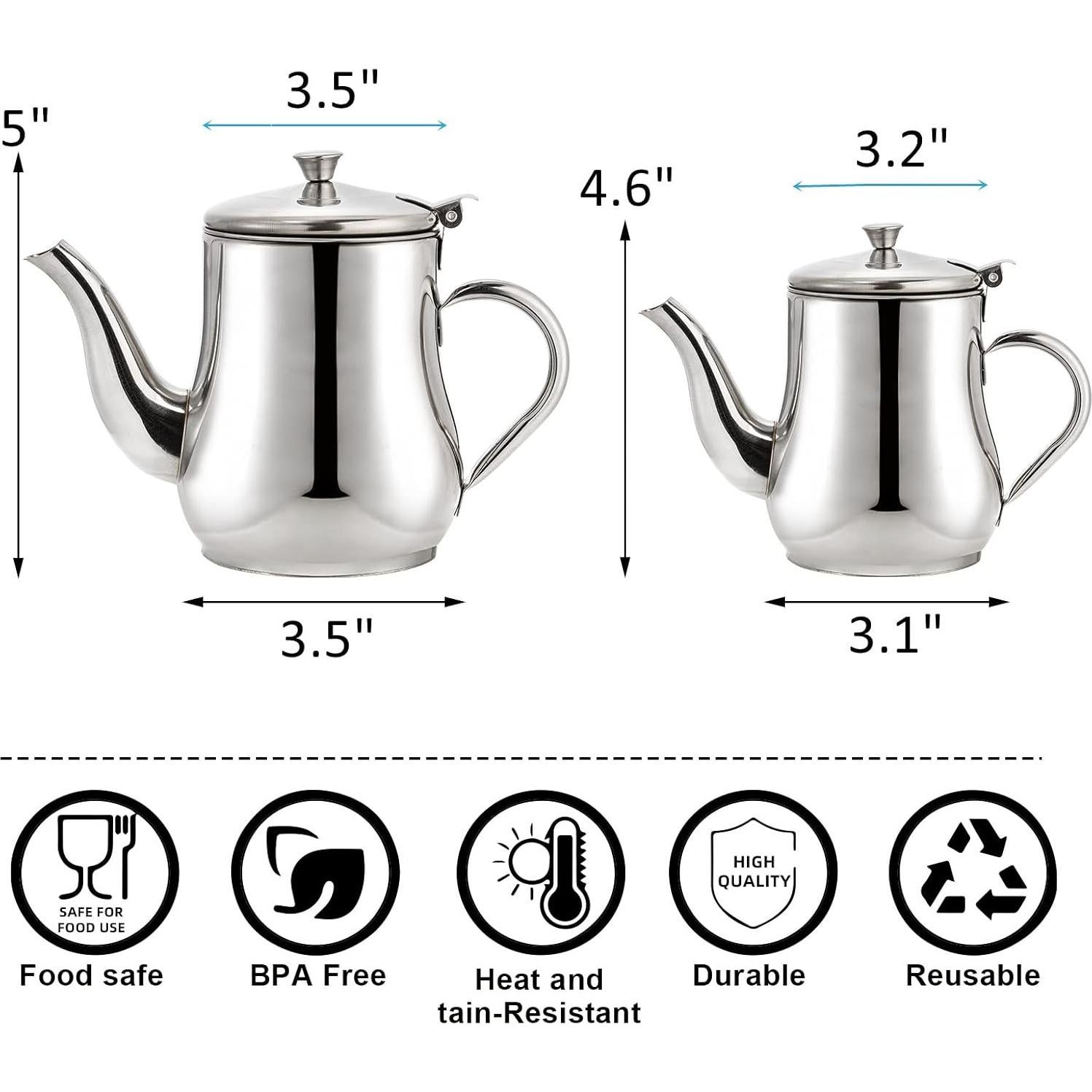 Contenedor de Grasa de Tocino ZOOFOX 2 Piezas Acero Inoxidable 765g 624g