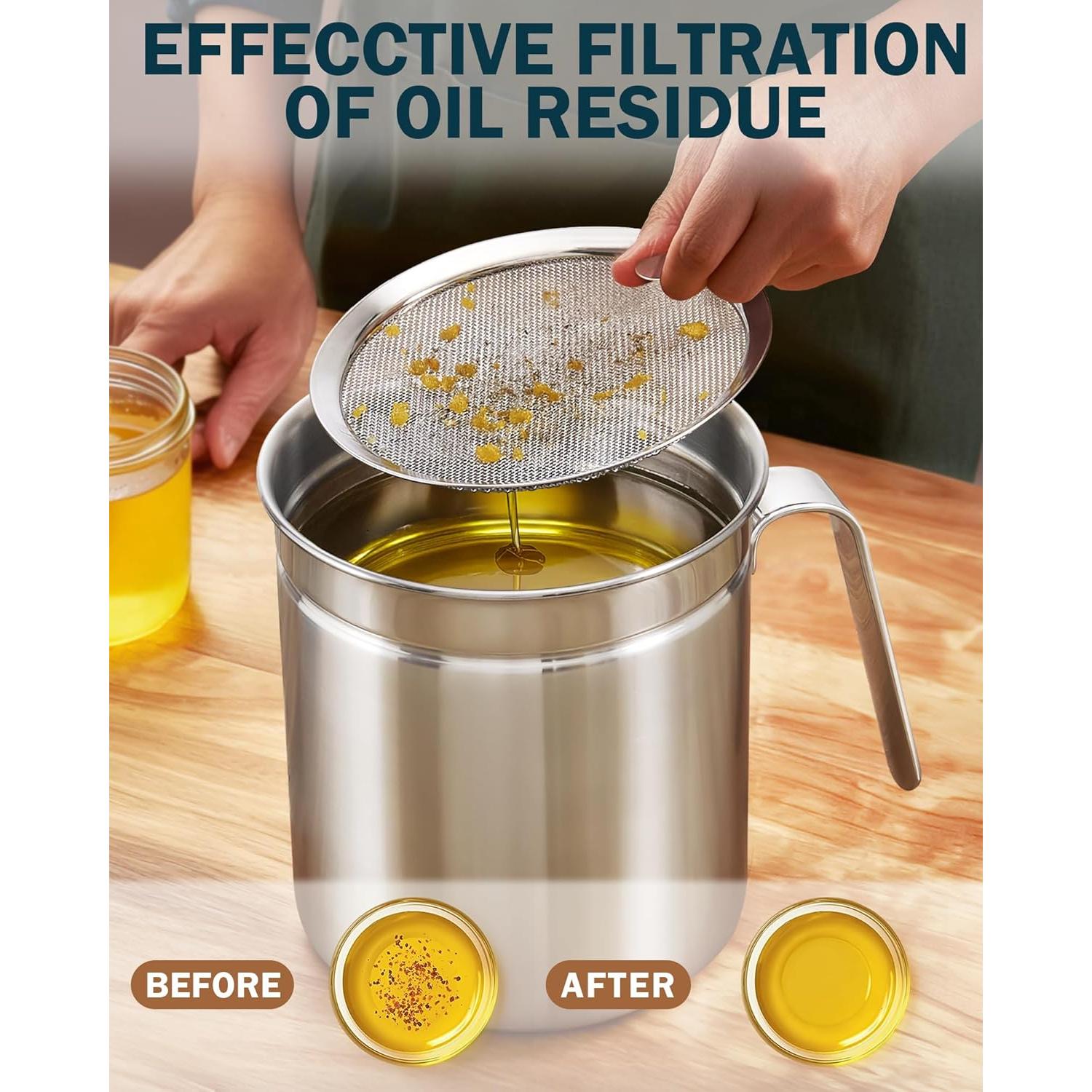 Contenedor de Grasa de Tocino Cook N Home 2.5L Acero Inoxidable