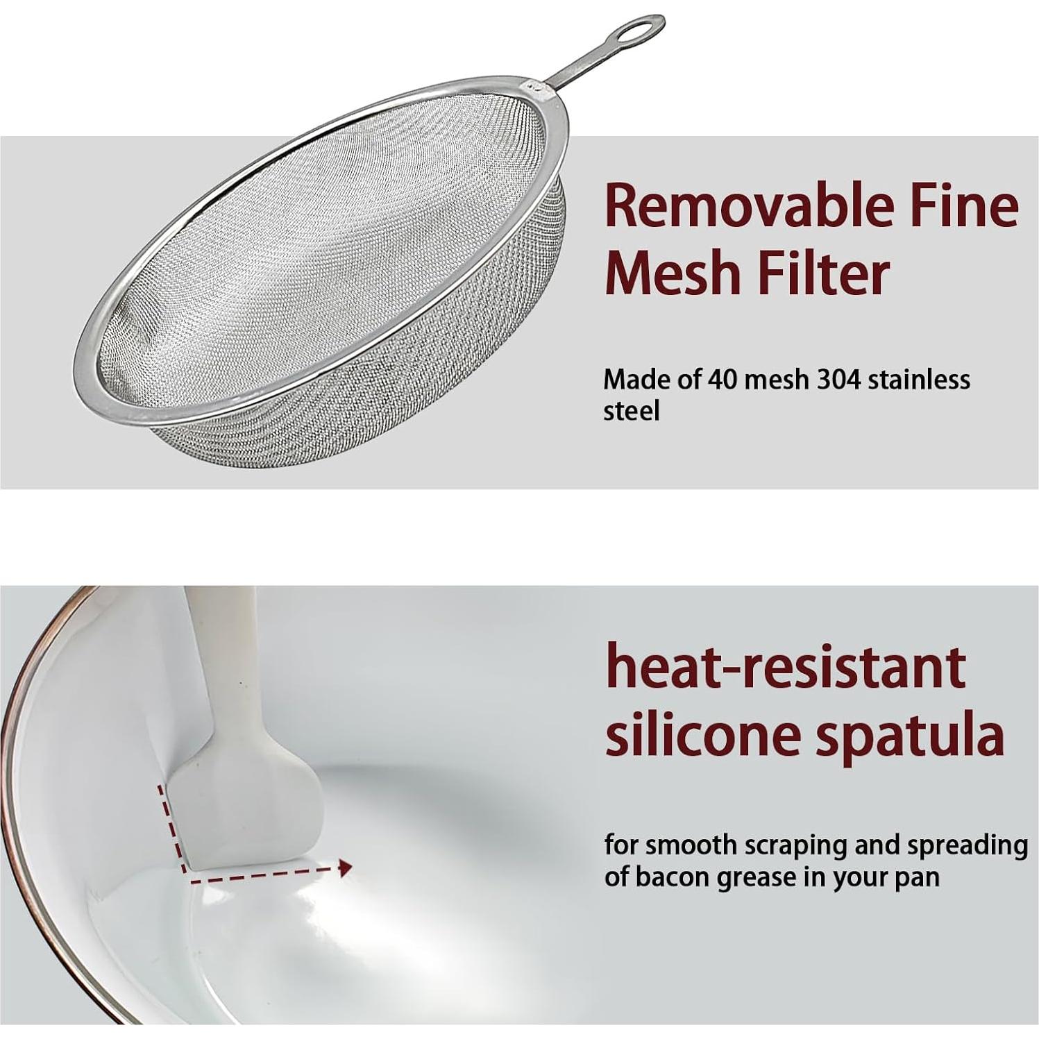 Contenedor de Grasa de Tocino Tazoo Tech 1.36L con Colador