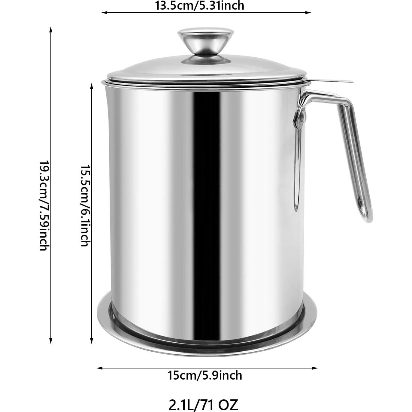 Contenedor de Grasa de Tocino Zalaxt 2.1L Acero Inoxidable