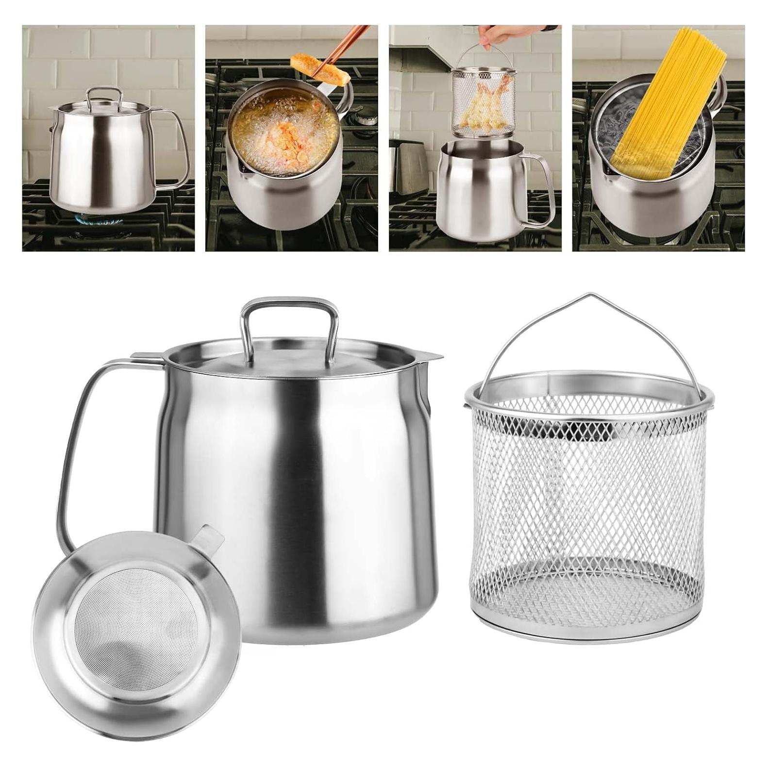 Olla Filtro de Aceite 1.5L PEUTIER Acero Inoxidable con Colador