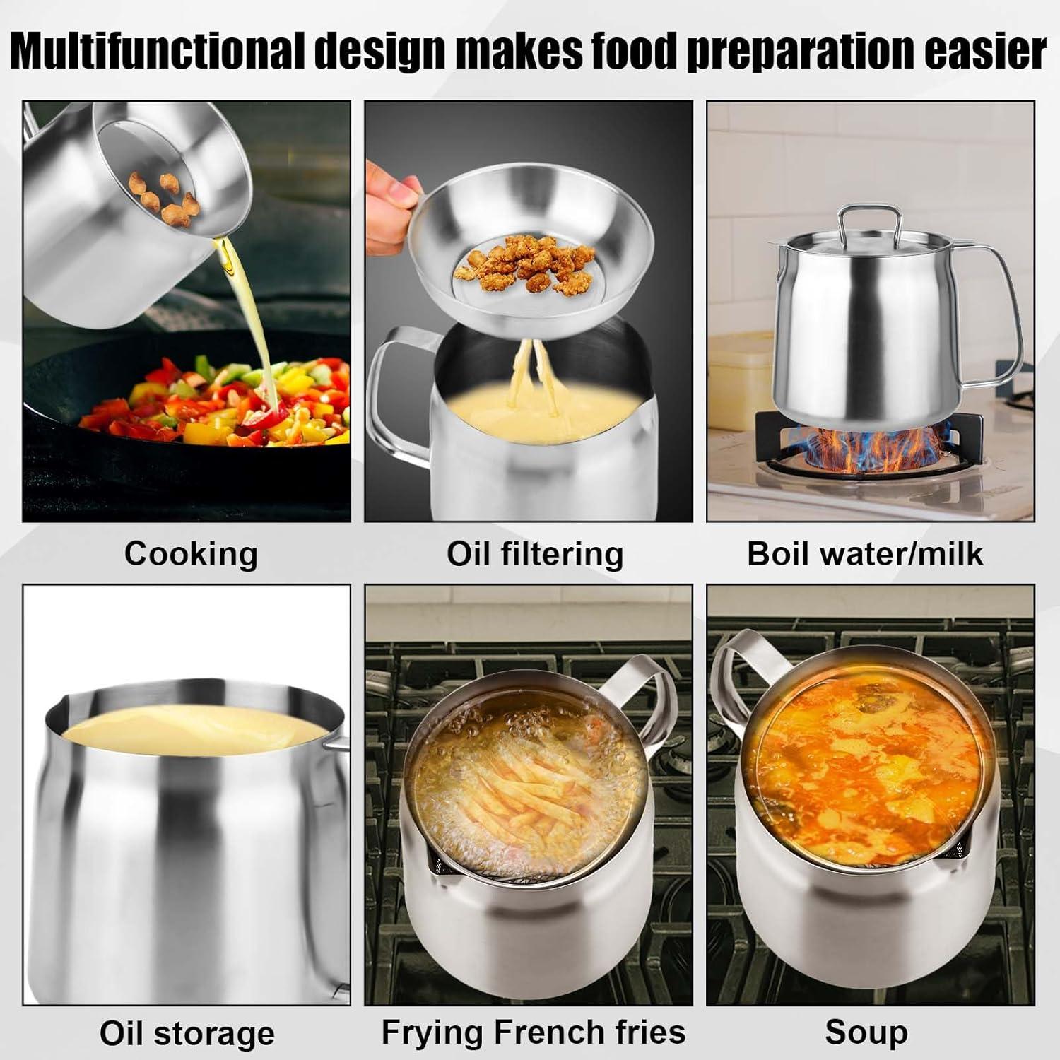 Olla Filtro de Aceite 1.5L PEUTIER Acero Inoxidable con Colador