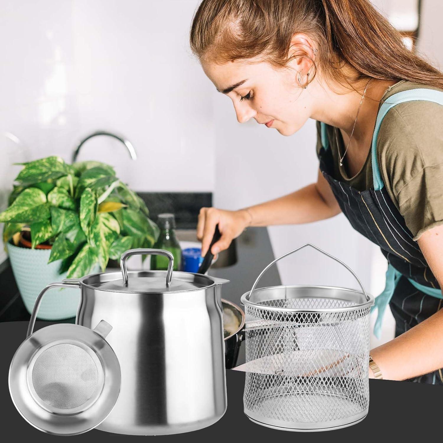 Olla Filtro de Aceite 1.5L PEUTIER Acero Inoxidable con Colador