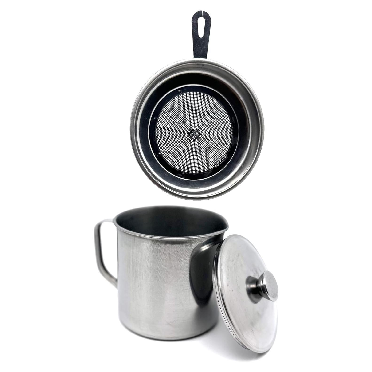 Contenedor de Grasa Acero Inoxidable HCXCQLSUY 1 Litro con Colador