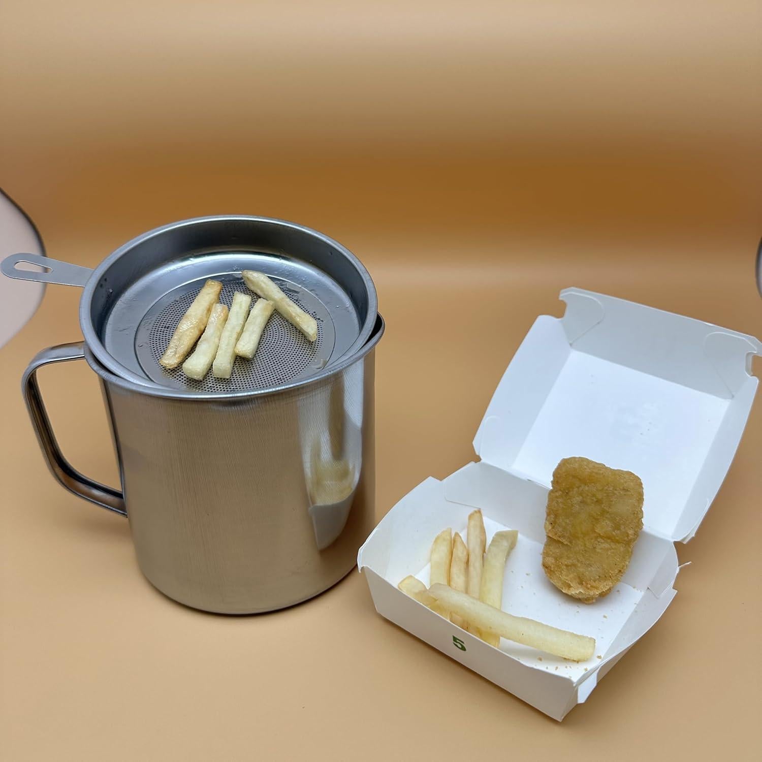 Contenedor de Grasa Acero Inoxidable HCXCQLSUY 1 Litro con Colador