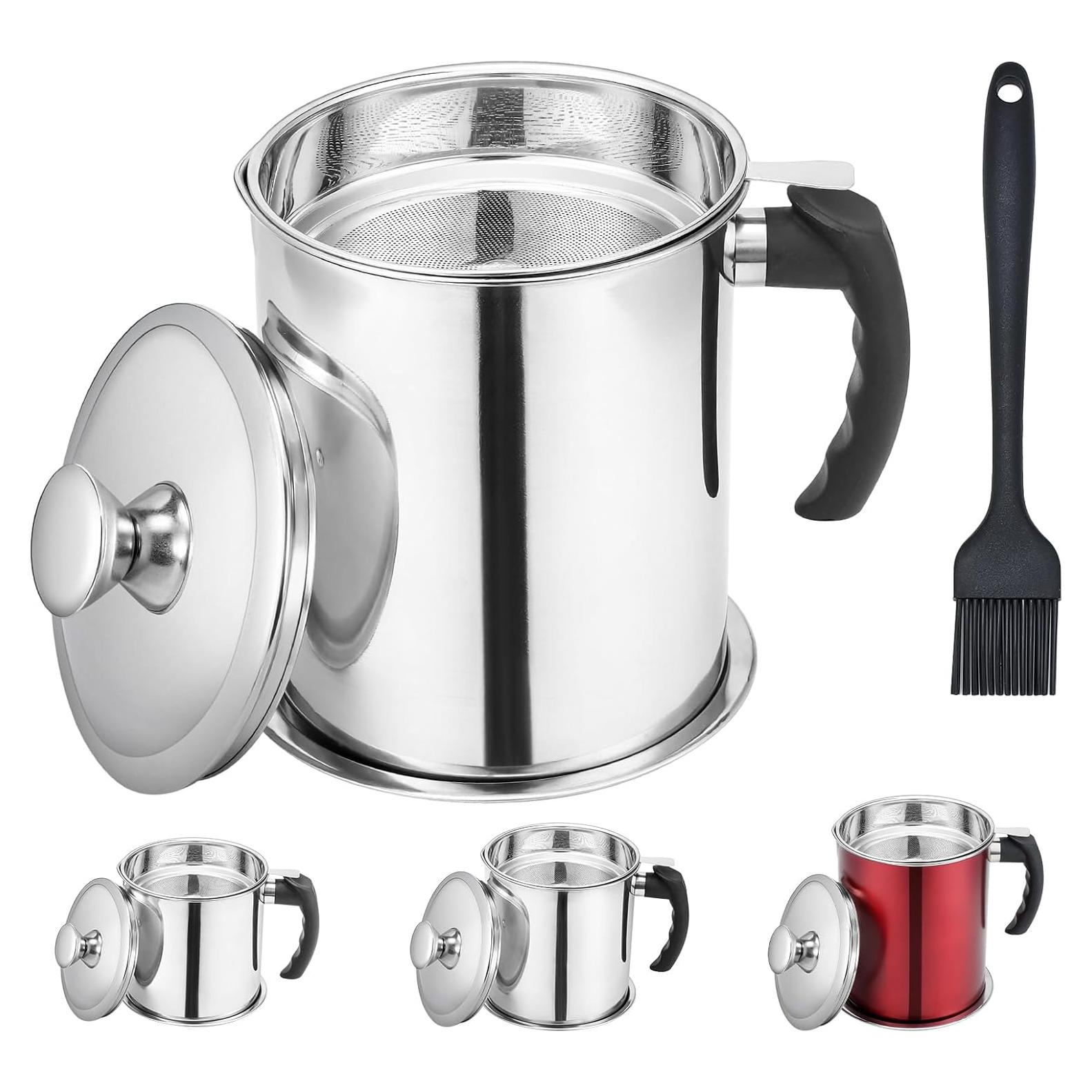 Contenedor de Grasa de Tocino Kaemi 2.2L con Colador y Tapa