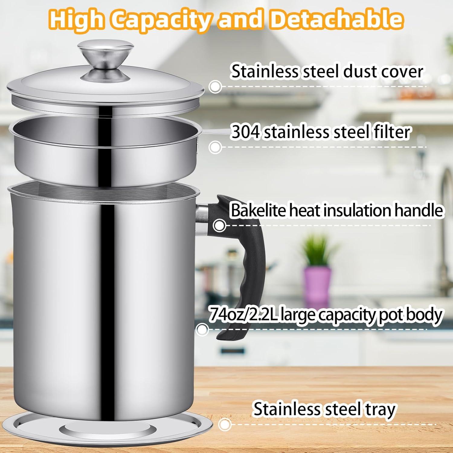 Contenedor de Grasa de Tocino Kaemi 2.2L con Colador y Tapa