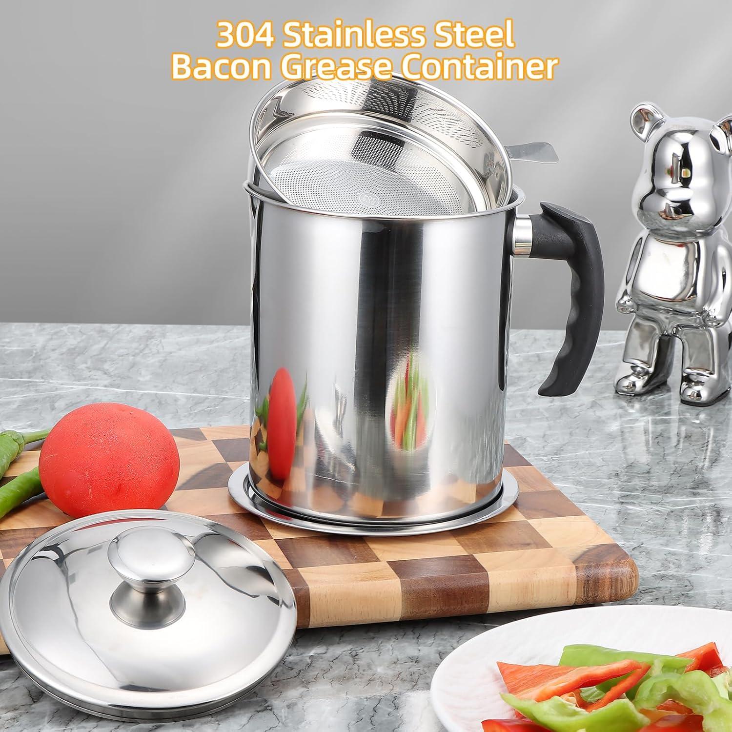 Contenedor de Grasa de Tocino Kaemi 2.2L con Colador y Tapa