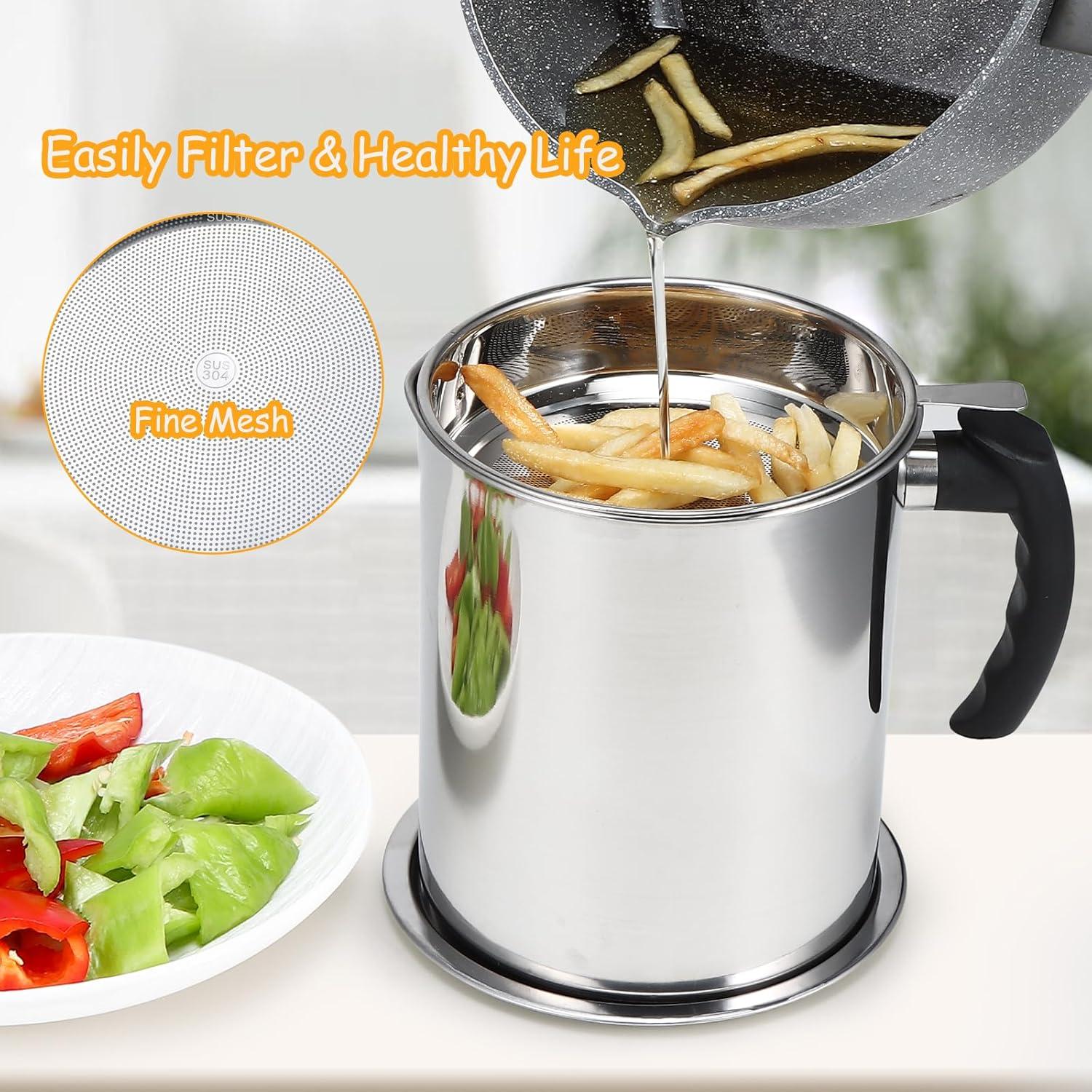 Contenedor de Grasa de Tocino Kaemi 2.2L con Colador y Tapa