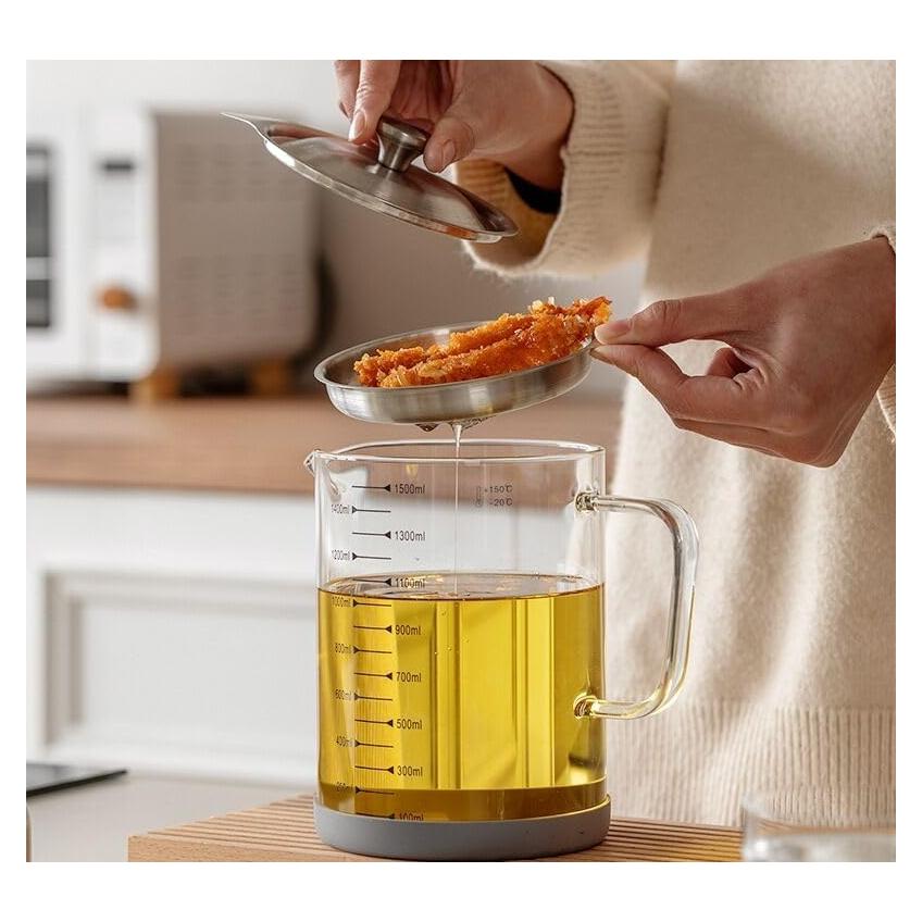 Contenedor de grasa de tocino TLIOCAS 1500 ml vidrio borosilicato