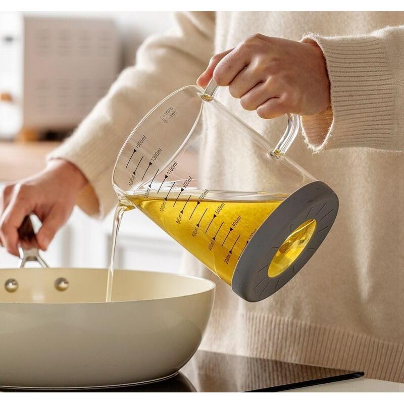 Contenedor de grasa de tocino TLIOCAS 1500 ml vidrio borosilicato