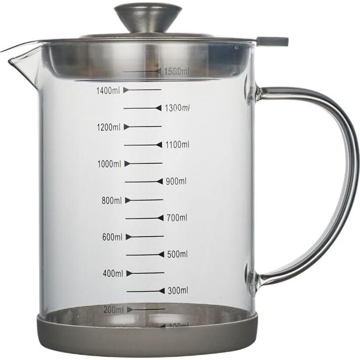 Contenedor de grasa de tocino TLIOCAS 1500 ml vidrio borosilicato