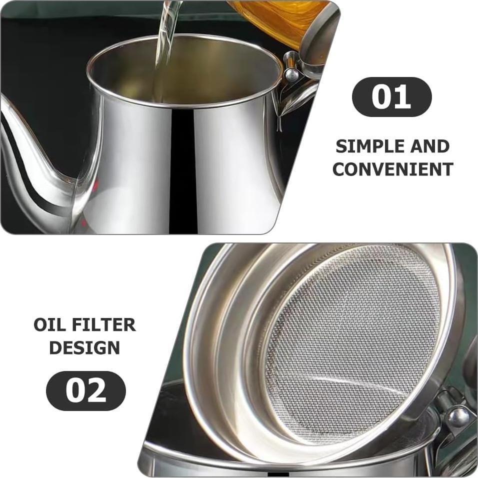 Contenedor de Grasa de Tocino PRETYZOOM 550ml Acero Inoxidable