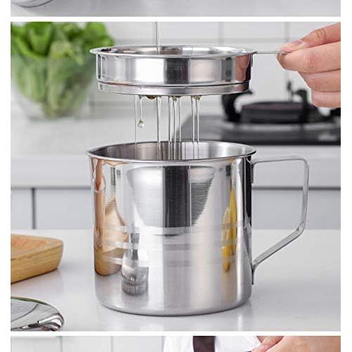 Contenedor de grasa Xunda 1.2L con colador de acero inoxidable