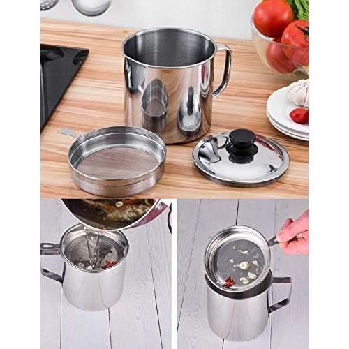 Contenedor de grasa Xunda 1.2L con colador de acero inoxidable