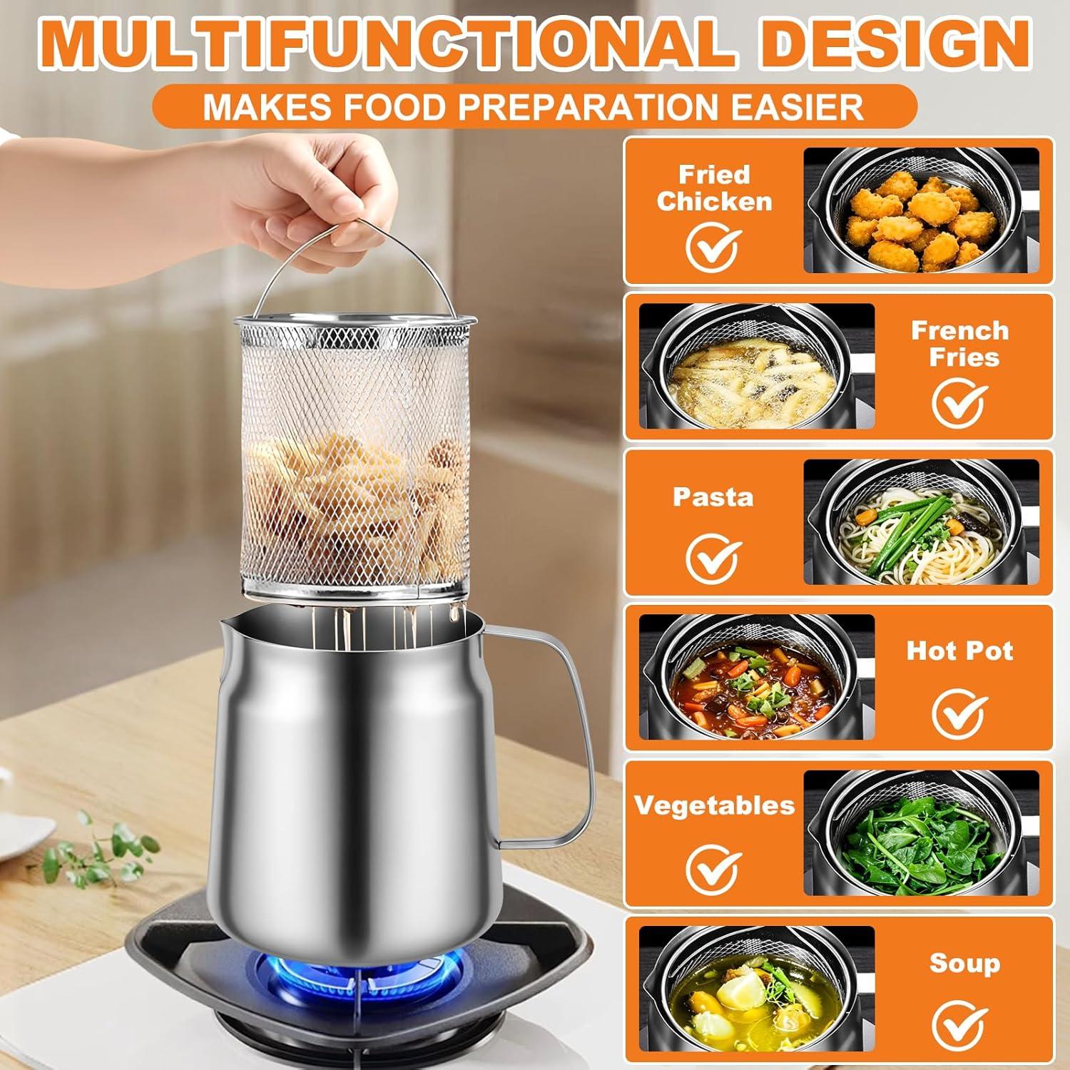 Olla Coladora de Aceite 2L ATPWONZ Acero Inoxidable Multifuncional