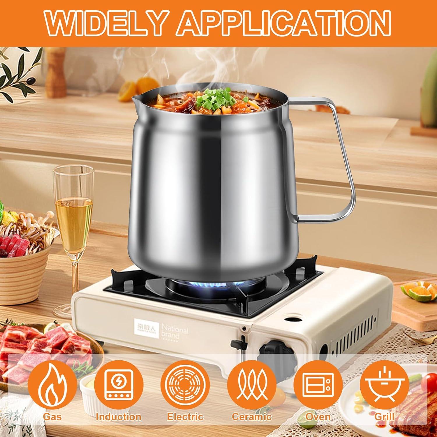 Olla Coladora de Aceite 2L ATPWONZ Acero Inoxidable Multifuncional