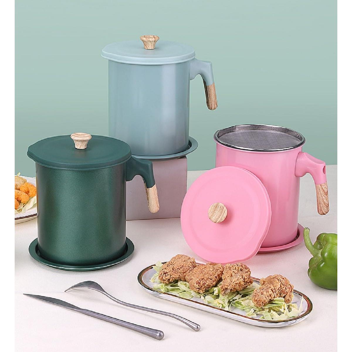 Contenedor de Grasa Tissting 1.4L con Colador y Tapa Rosa