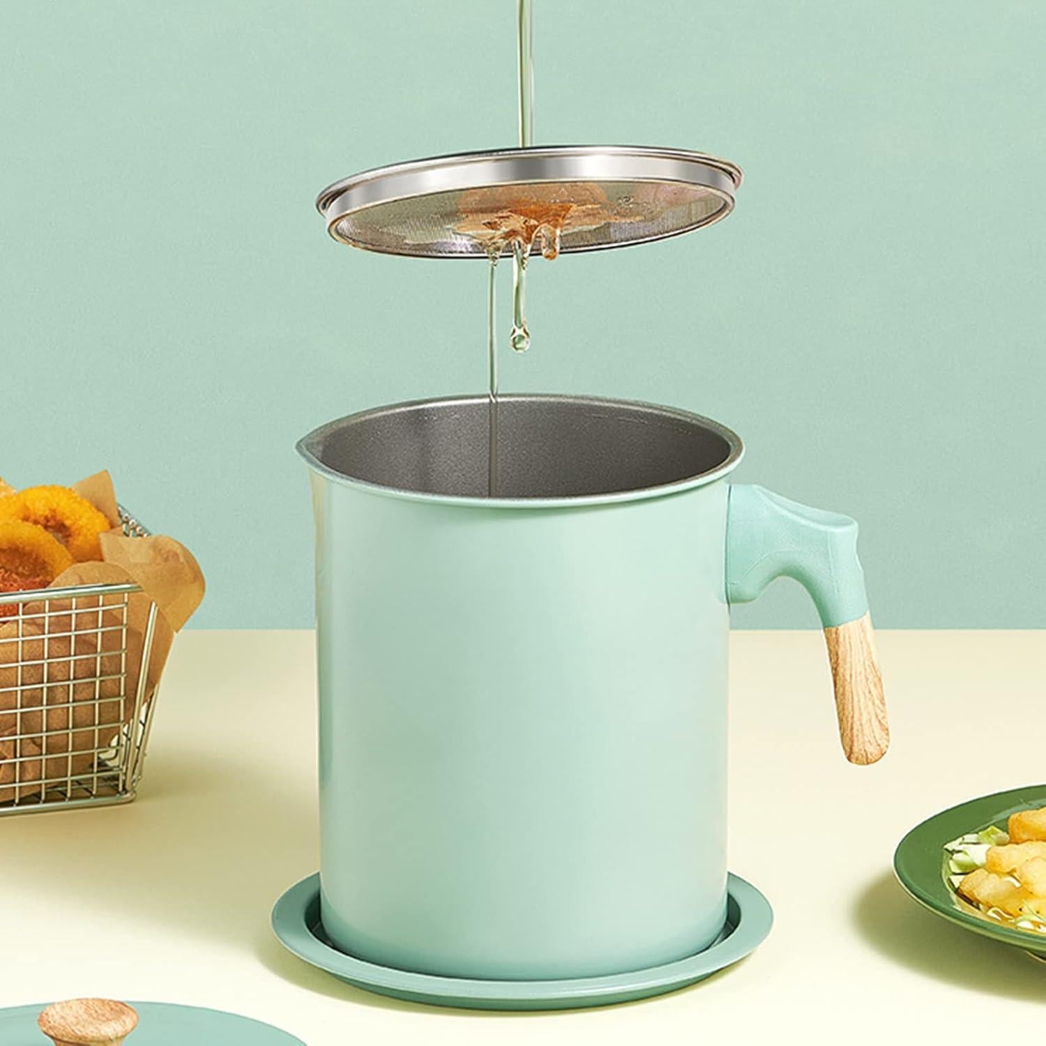 Contenedor de Grasa Tissting 1.4L con Colador y Tapa Rosa