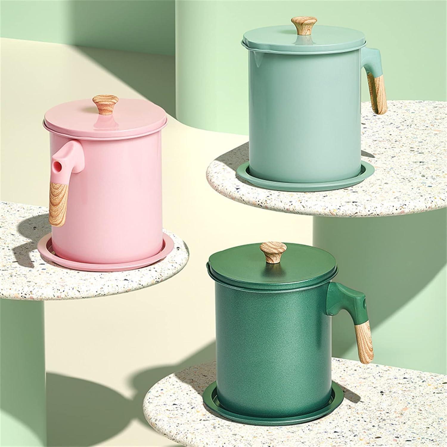 Contenedor de Grasa Tissting 1.4L con Colador y Tapa Rosa