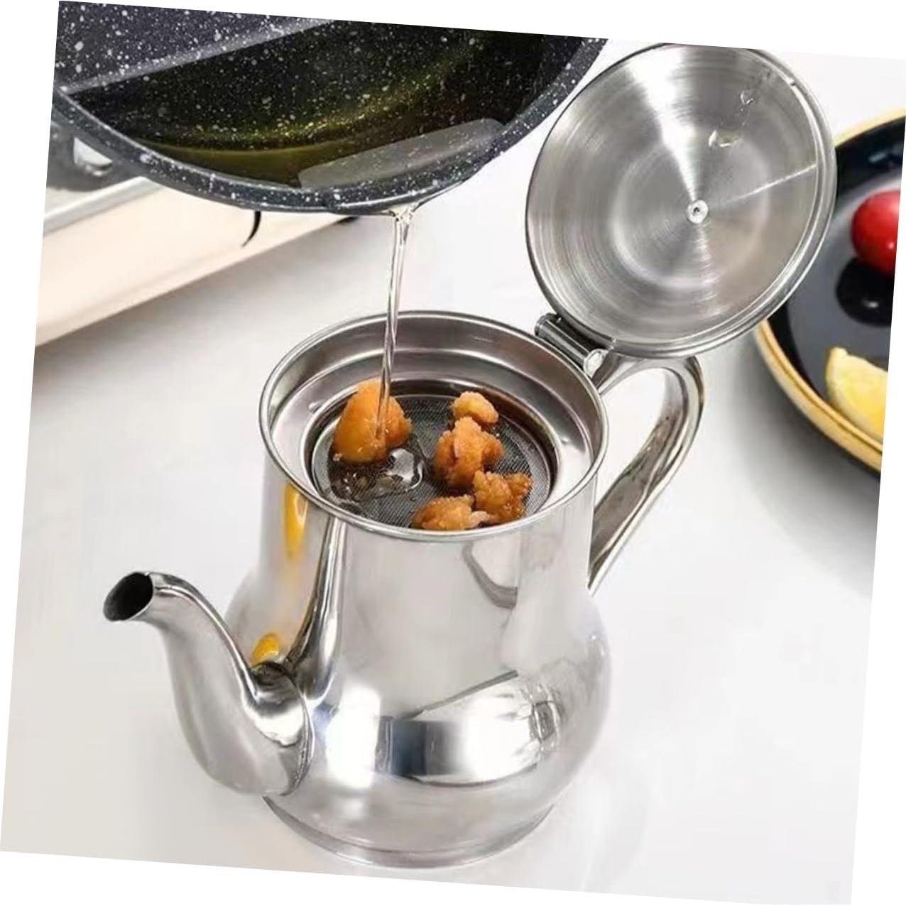 Olla Antiderrame de Aceite UPKOCH 400ml Acero Inoxidable Plata