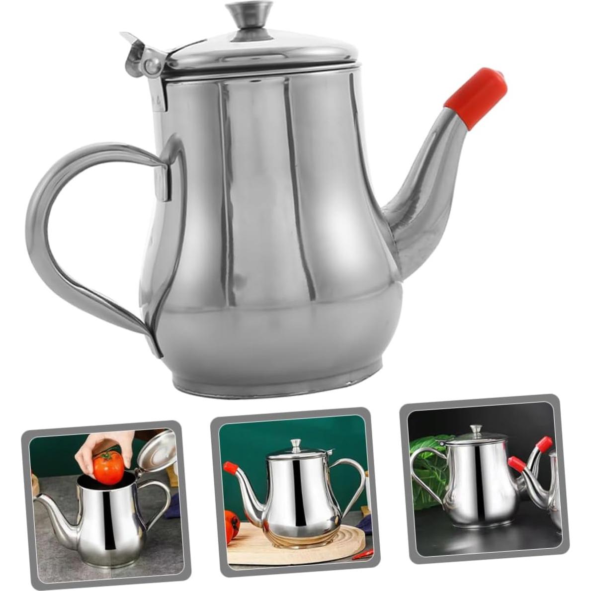 Olla Antiderrame de Aceite UPKOCH 400ml Acero Inoxidable Plata