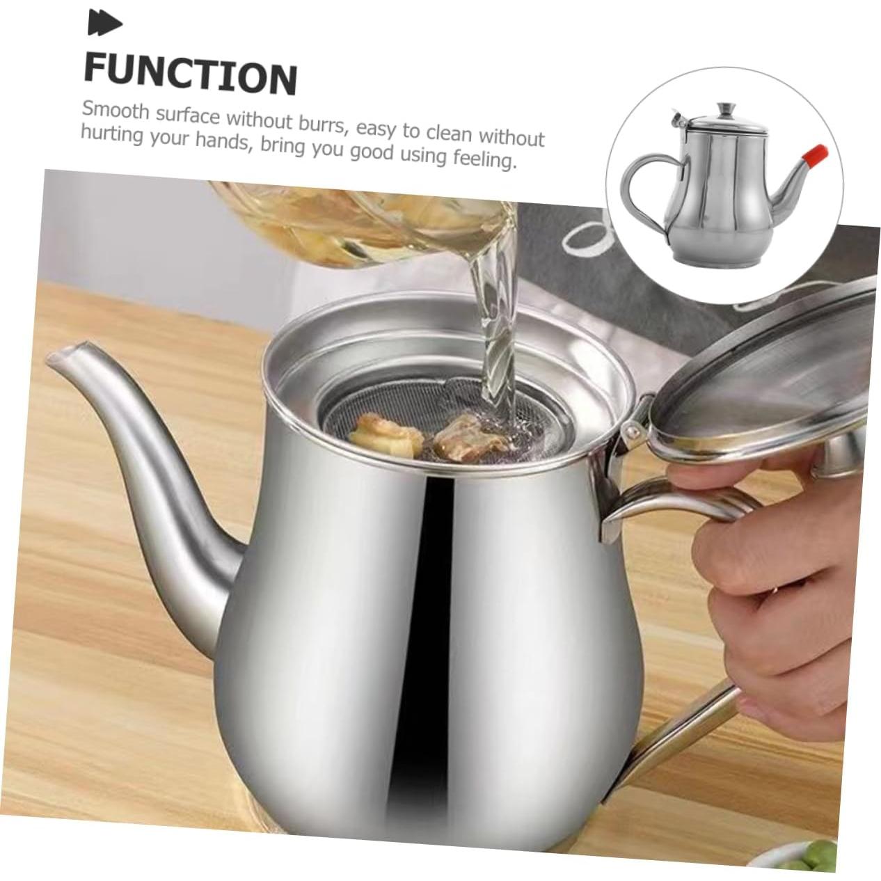 Olla Antiderrame de Aceite UPKOCH 400ml Acero Inoxidable Plata