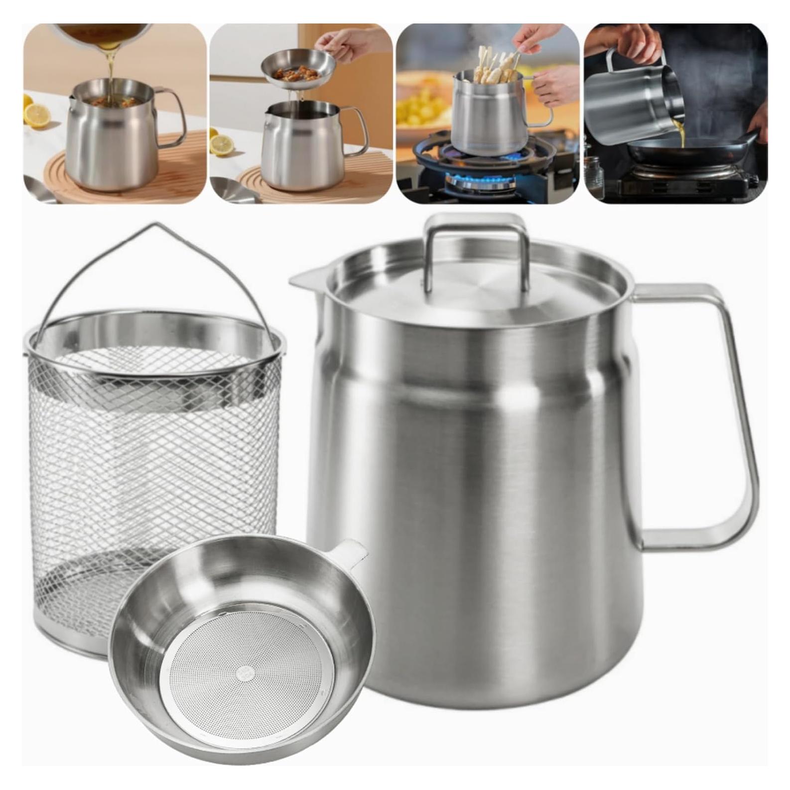 Contenedor de Aceite ZAVOOS Acero Inoxidable 304 2L con Filtro