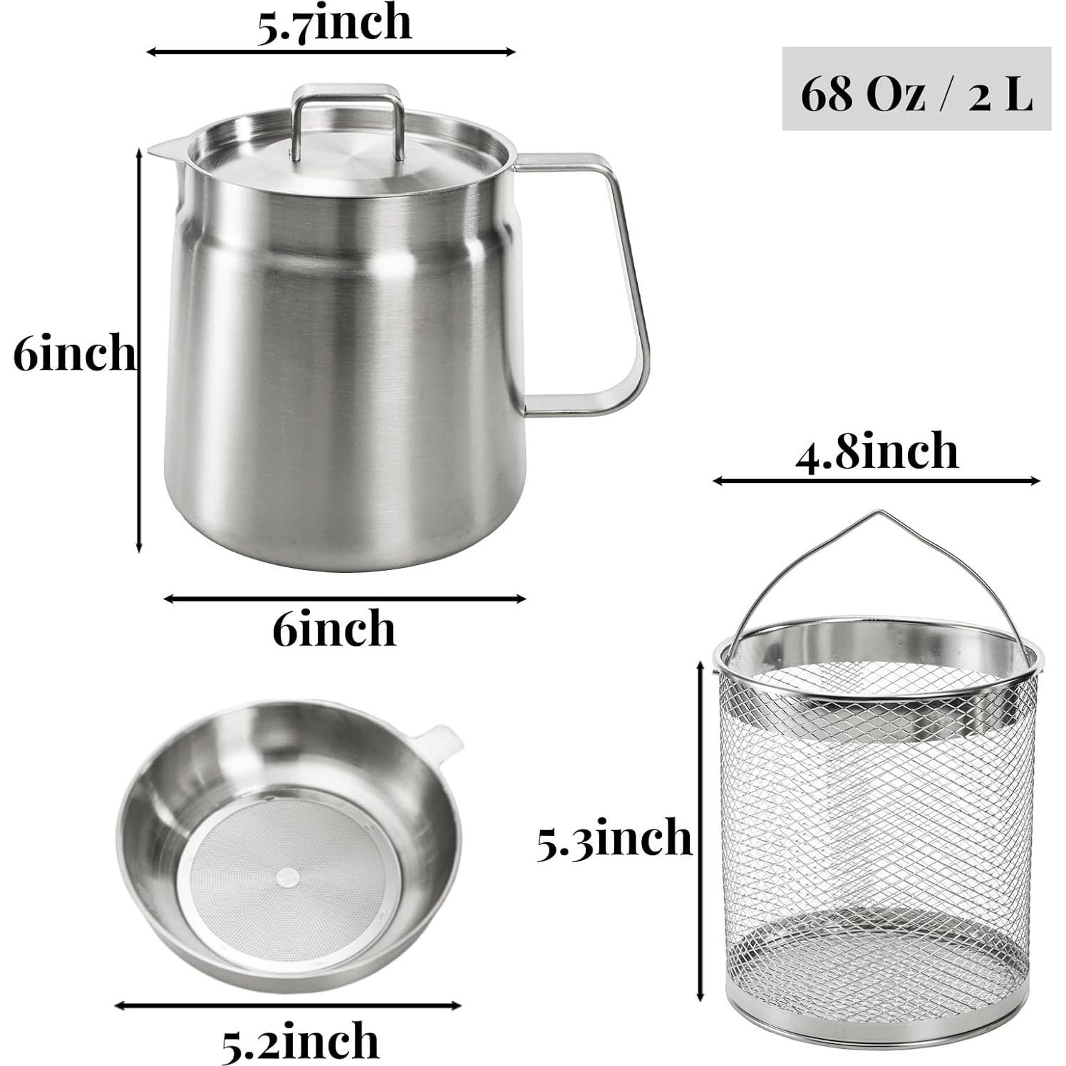 Contenedor de Aceite ZAVOOS Acero Inoxidable 304 2L con Filtro