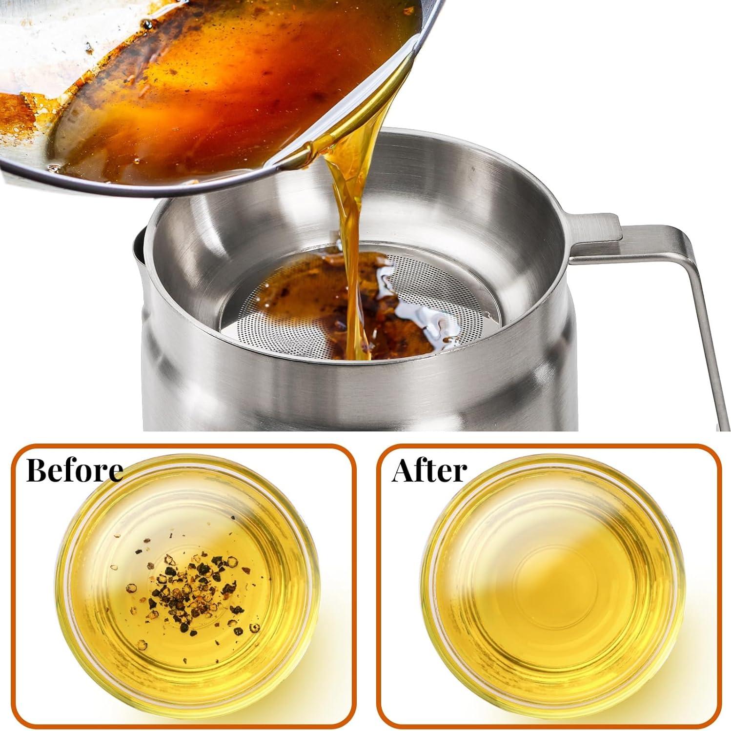 Contenedor de Aceite ZAVOOS Acero Inoxidable 304 2L con Filtro