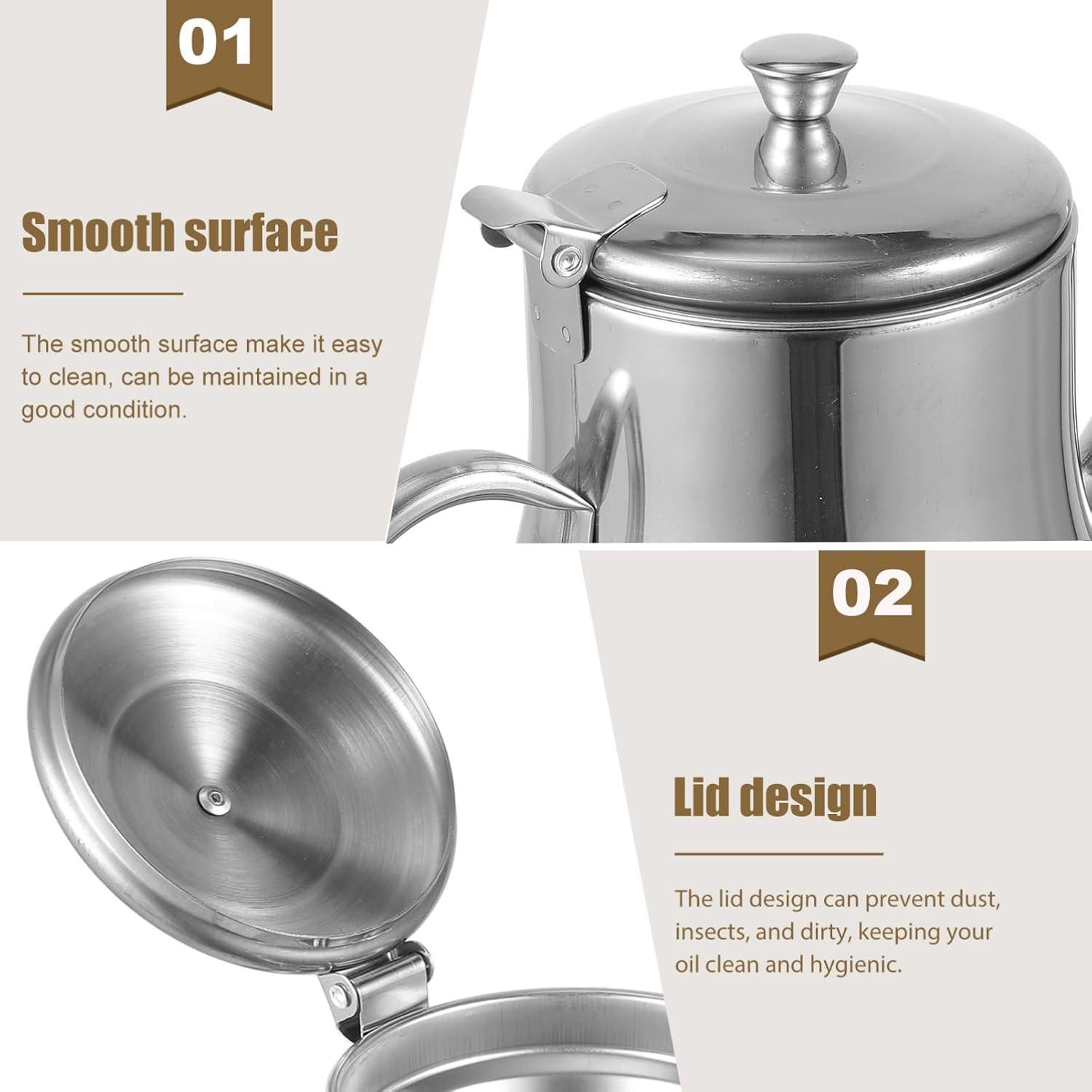 Dispensador de Aceite Zerodeko Acero Inoxidable 710ml con Filtro