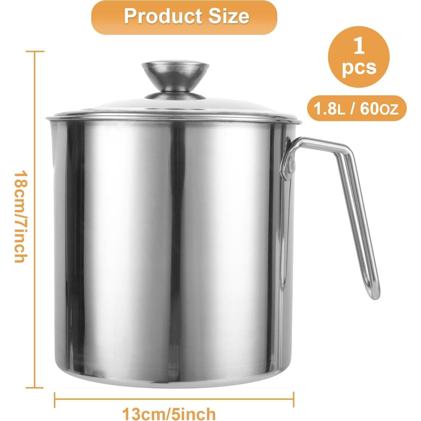 Contenedor de Grasa de Tocino MUXHEL 1.8L Acero Inoxidable