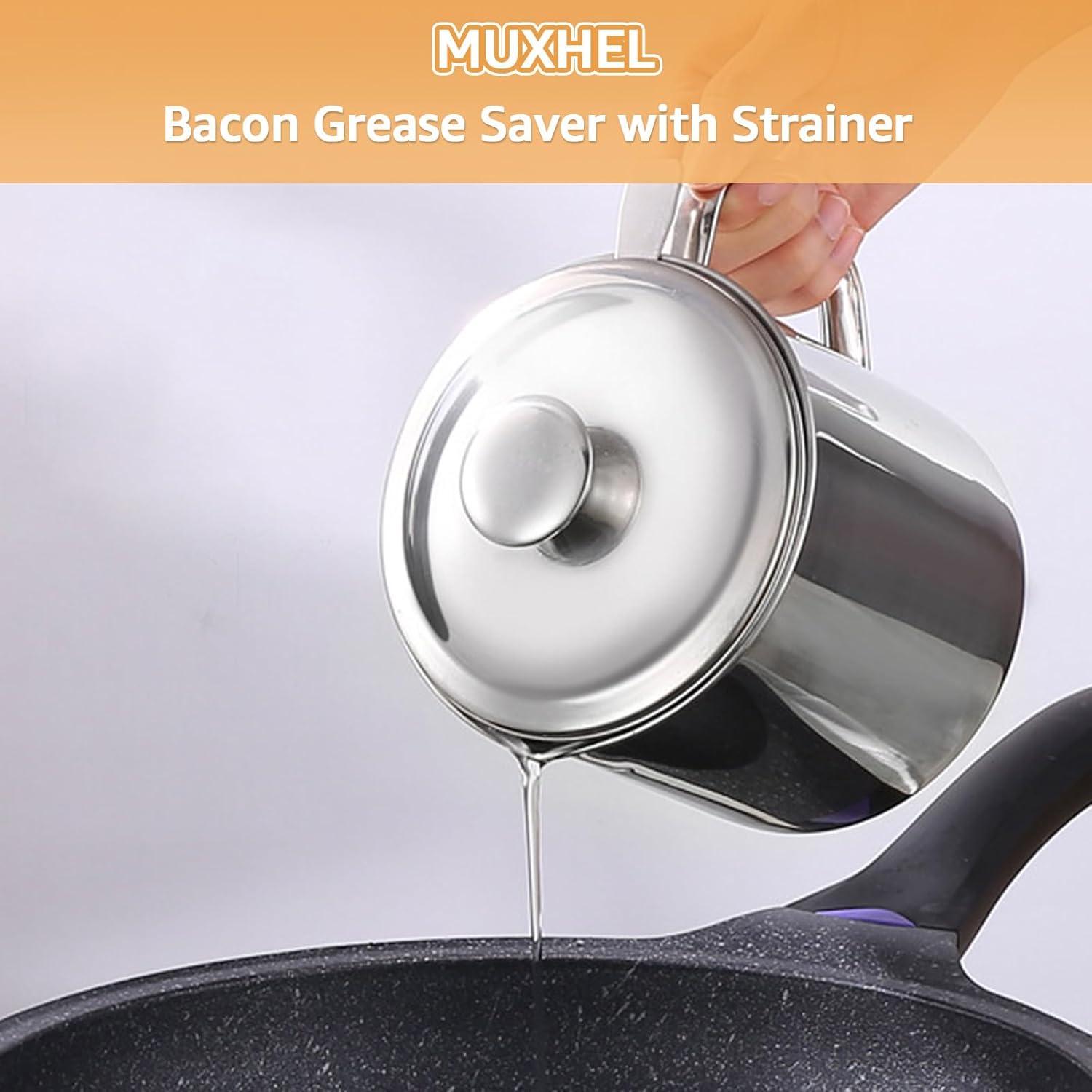 Contenedor de Grasa de Tocino MUXHEL 1.8L Acero Inoxidable