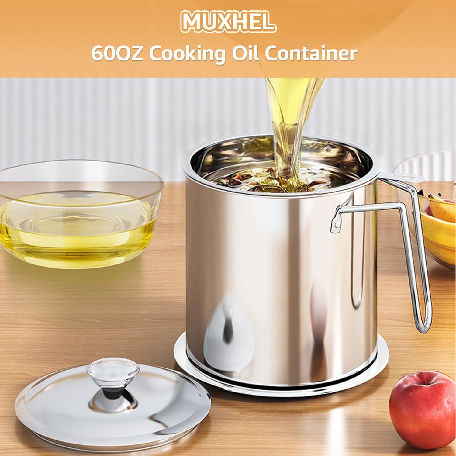 Contenedor de Grasa de Tocino MUXHEL 1.8L Acero Inoxidable