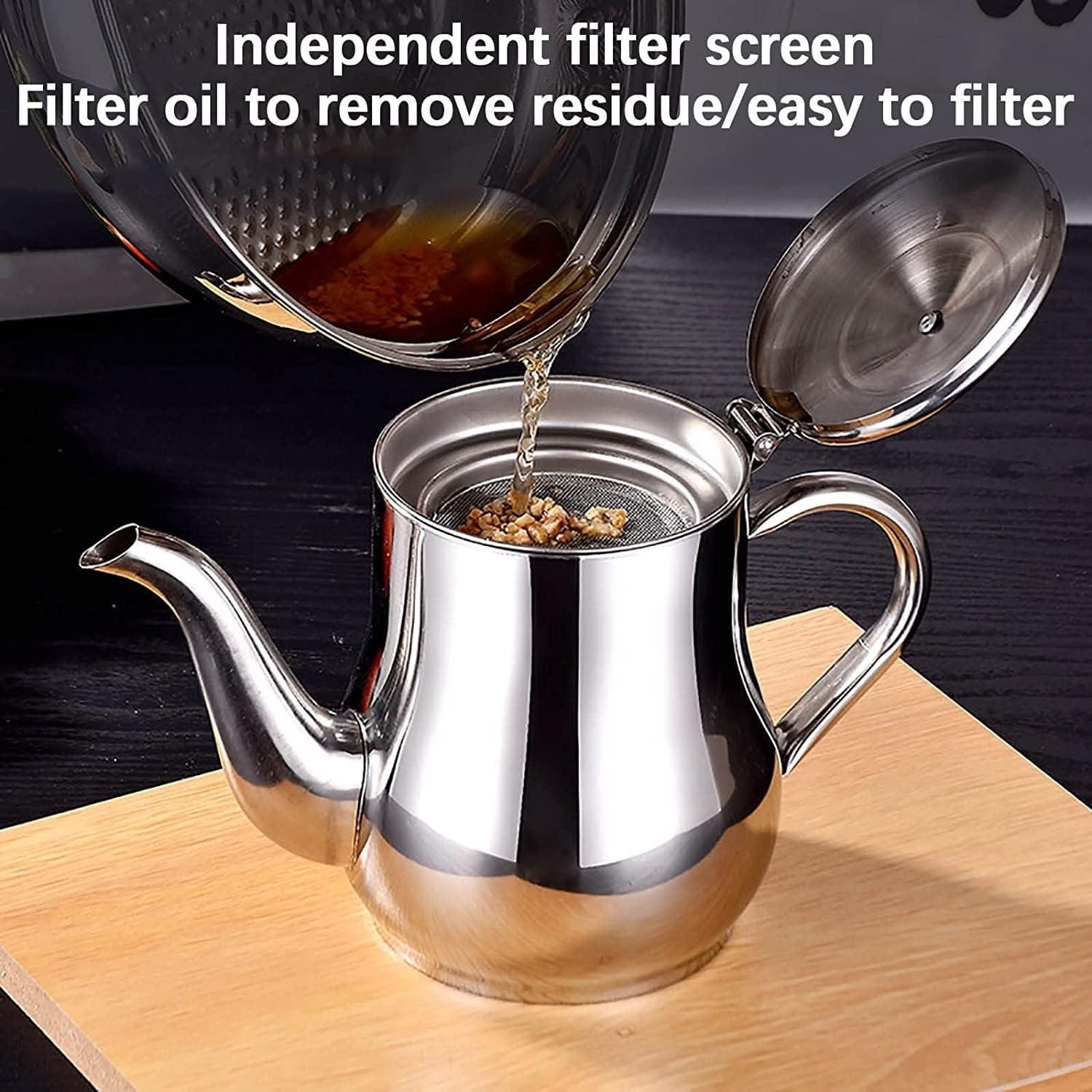 Olla Filtro de Aceite Ujicde Acero Inoxidable 24oz con Tapa