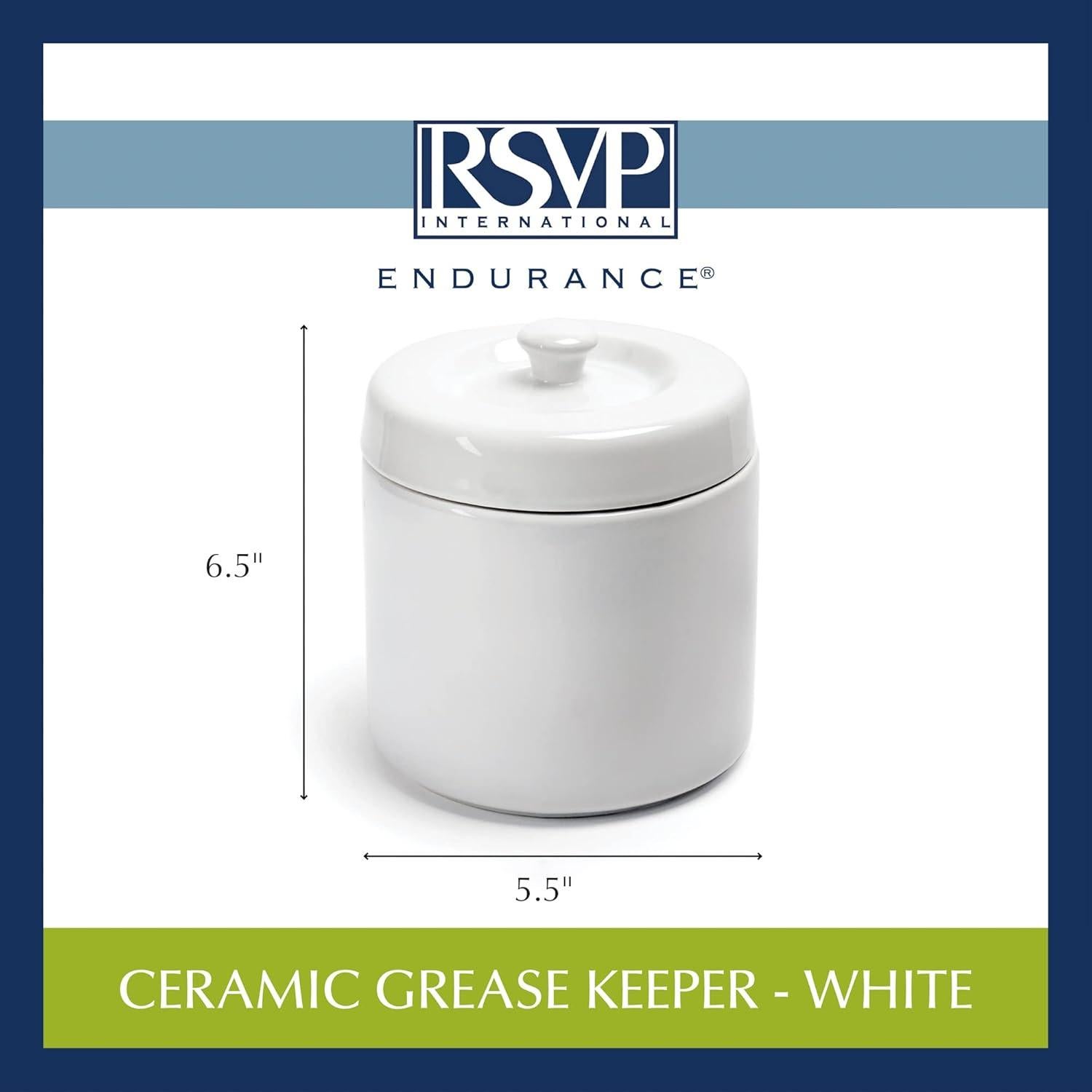 Recipiente de Cerámica para Grasa RSVP Internacional 6 Tazas Blanco