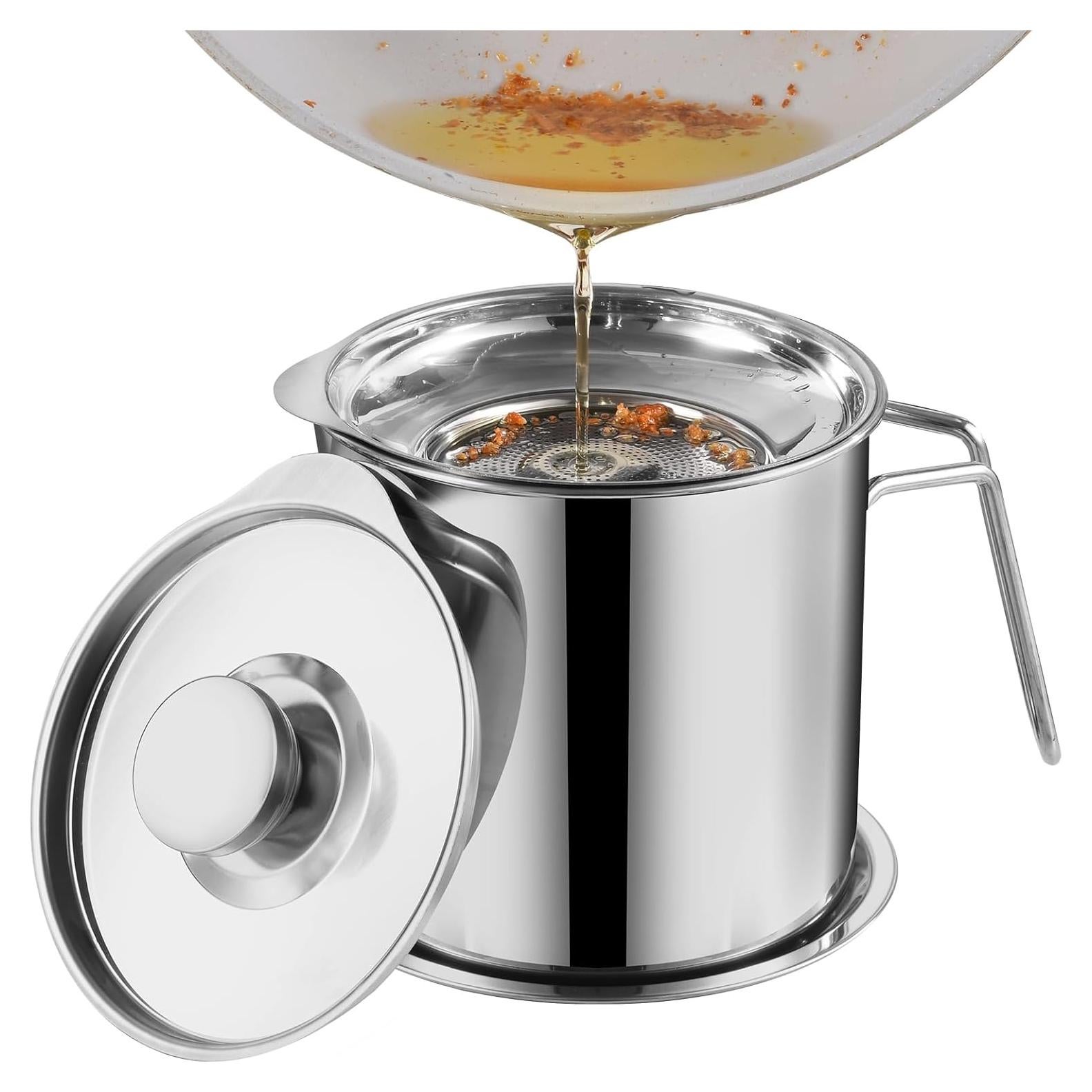Contenedor de Grasa 1.8L DIY HOME Acero Inoxidable con Colador