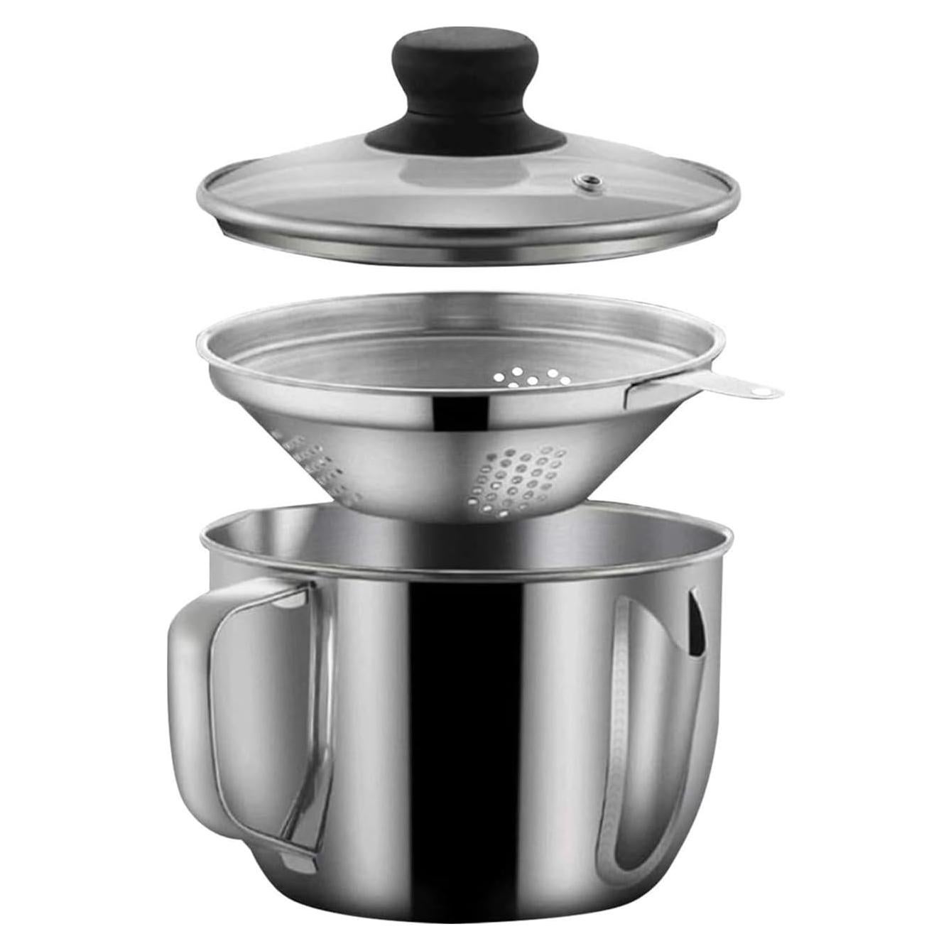 Contenedor de Grasa de Tocino Hapivida 1L Acero Inoxidable con Colador