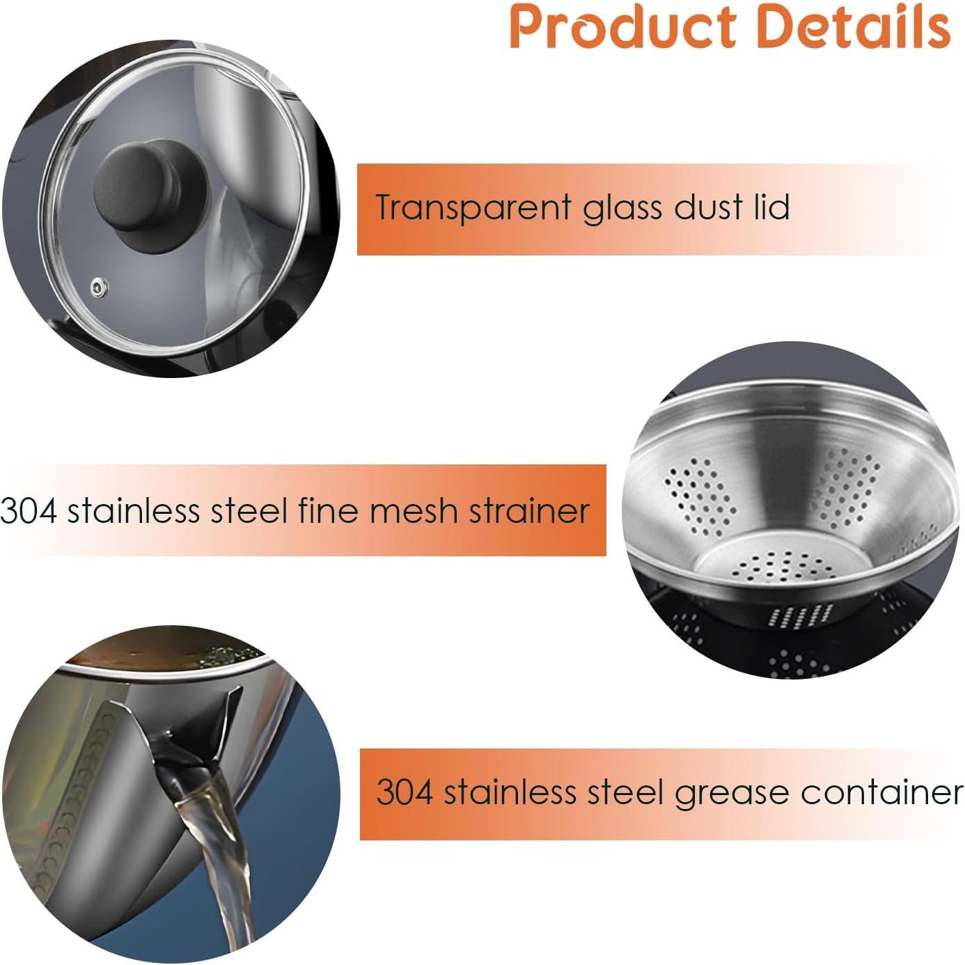 Contenedor de Grasa de Tocino Hapivida 1L Acero Inoxidable con Colador