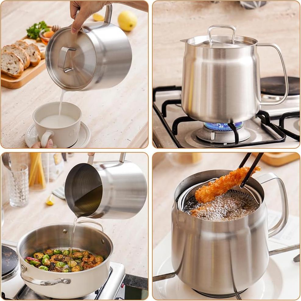 Olla de Filtrado de Aceite 2L Acero Inoxidable Abnaok
