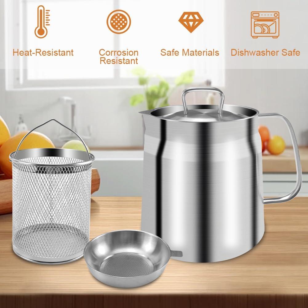 Olla de Filtrado de Aceite 2L Acero Inoxidable Abnaok