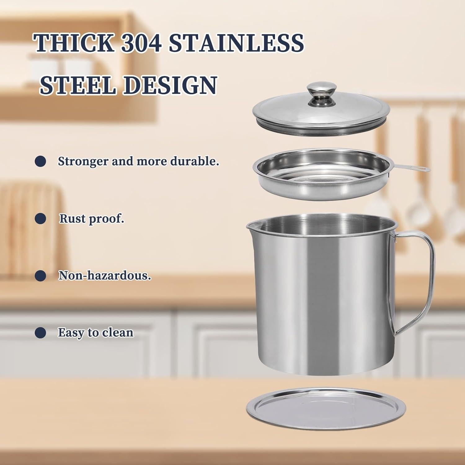 Contenedor de Grasa de Tocino Roucerlin 1.8L Acero Inoxidable