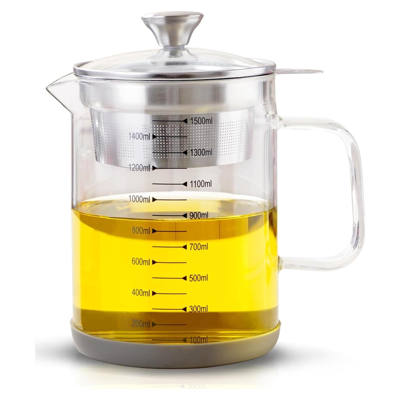 Contenedor de aceite de vidrio 1.5L Abdodar con colador acero