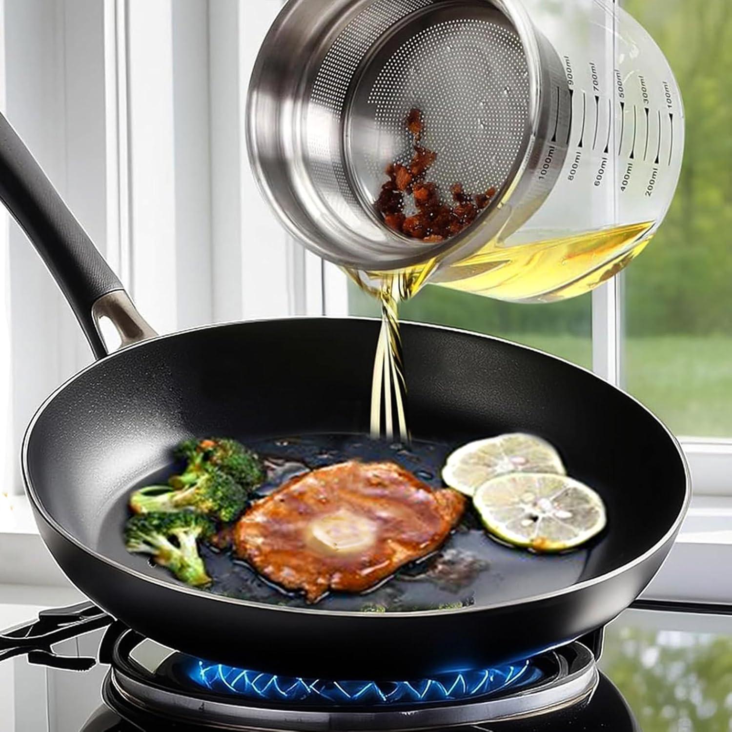 Contenedor de aceite de vidrio 1.5L Abdodar con colador acero