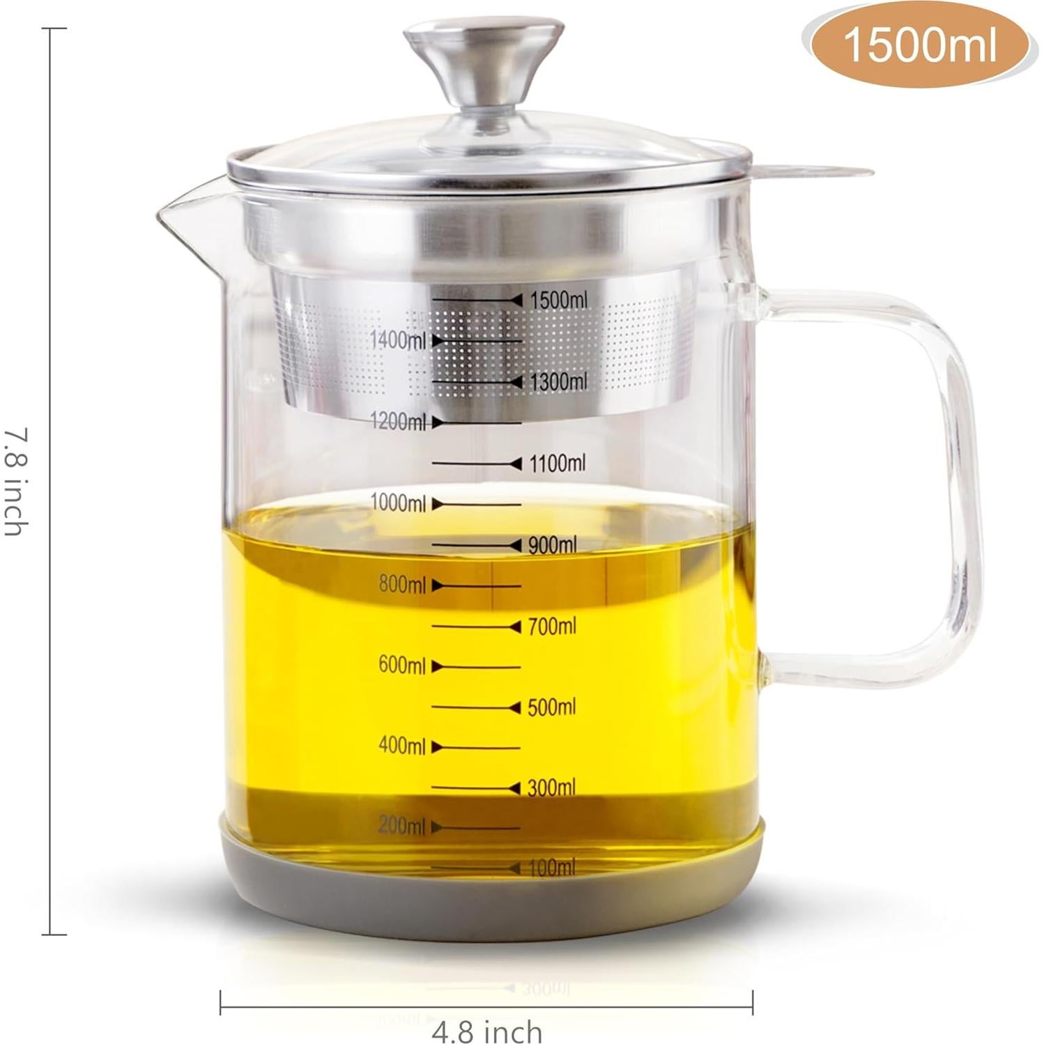 Contenedor de aceite de vidrio 1.5L Abdodar con colador acero