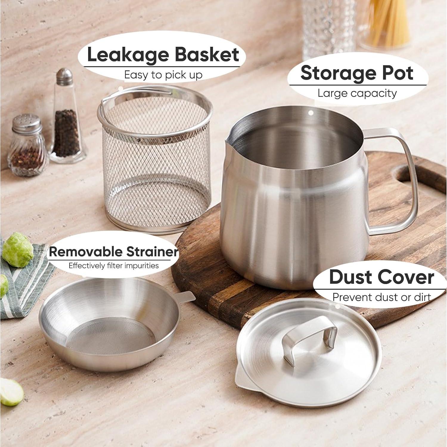 Olla de Filtro de Aceite AukBeeFun 2L Acero Inoxidable Mate