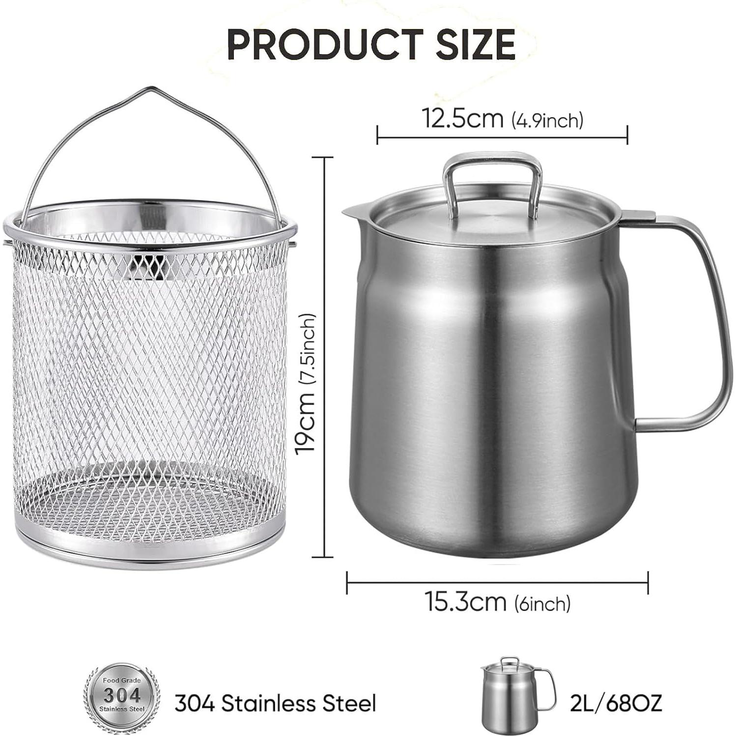 Olla de Filtro de Aceite AukBeeFun 2L Acero Inoxidable Mate