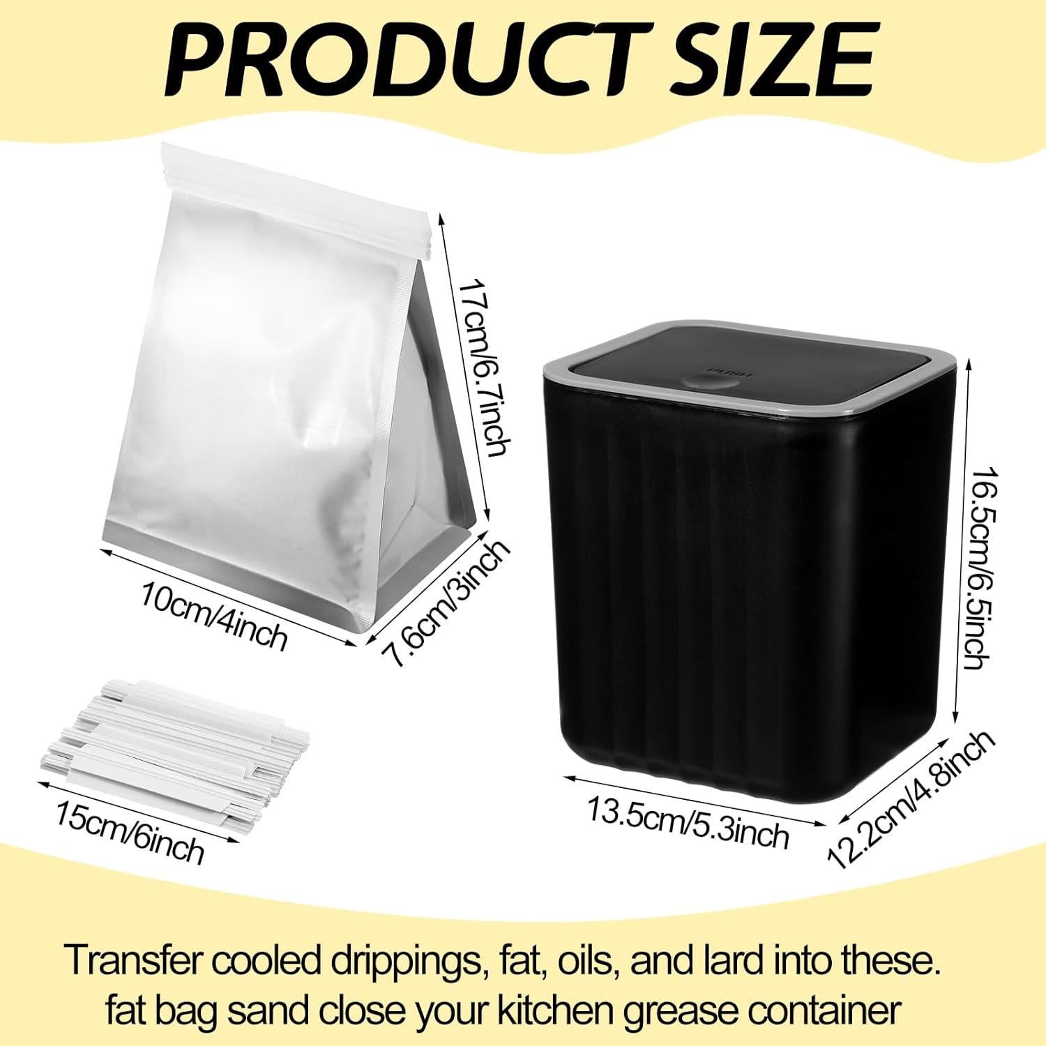 Contenedor de Grasa Sadnyy con 50 Bolsas Desechables y Sellado