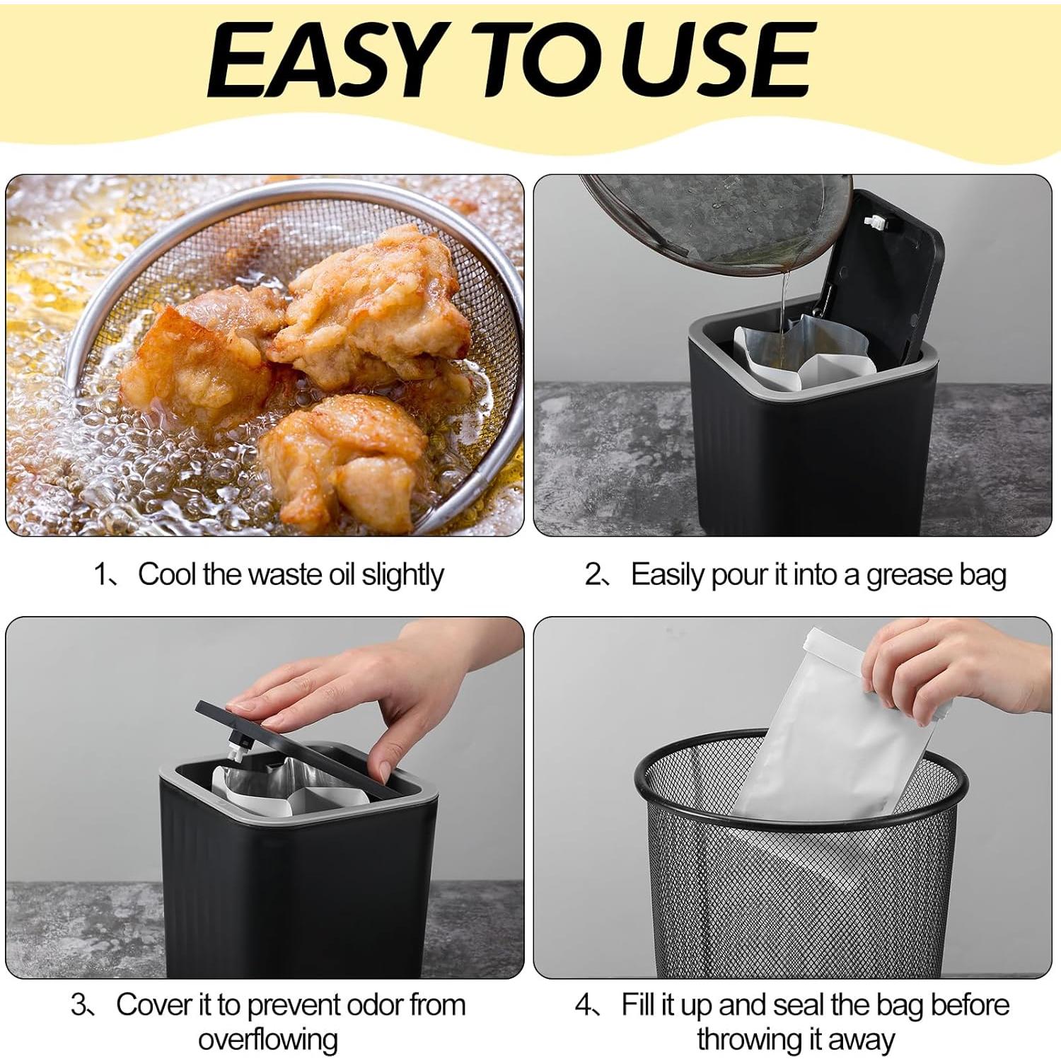 Contenedor de Grasa Sadnyy con 50 Bolsas Desechables y Sellado