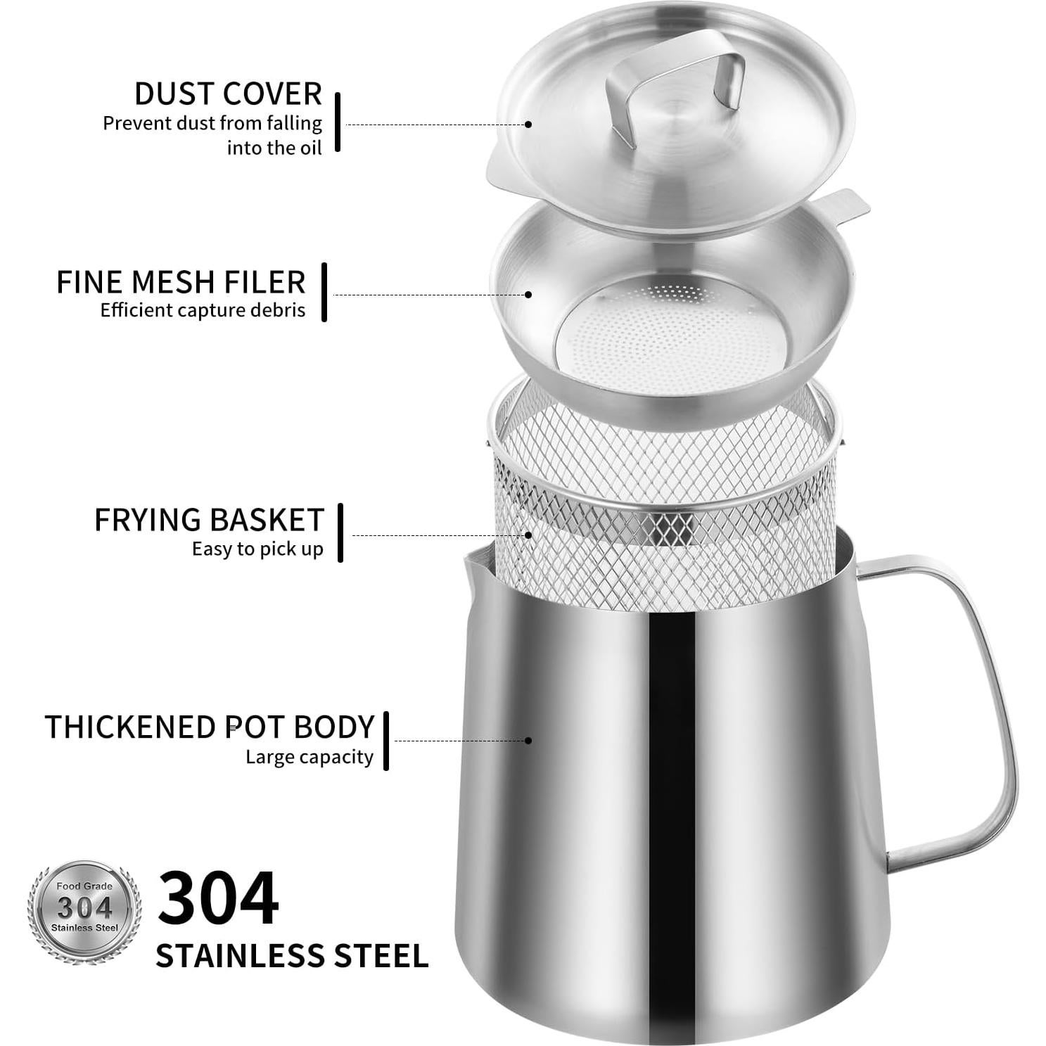 Olla de Filtro de Aceite 2L DIY HOGAR Acero Inoxidable 304